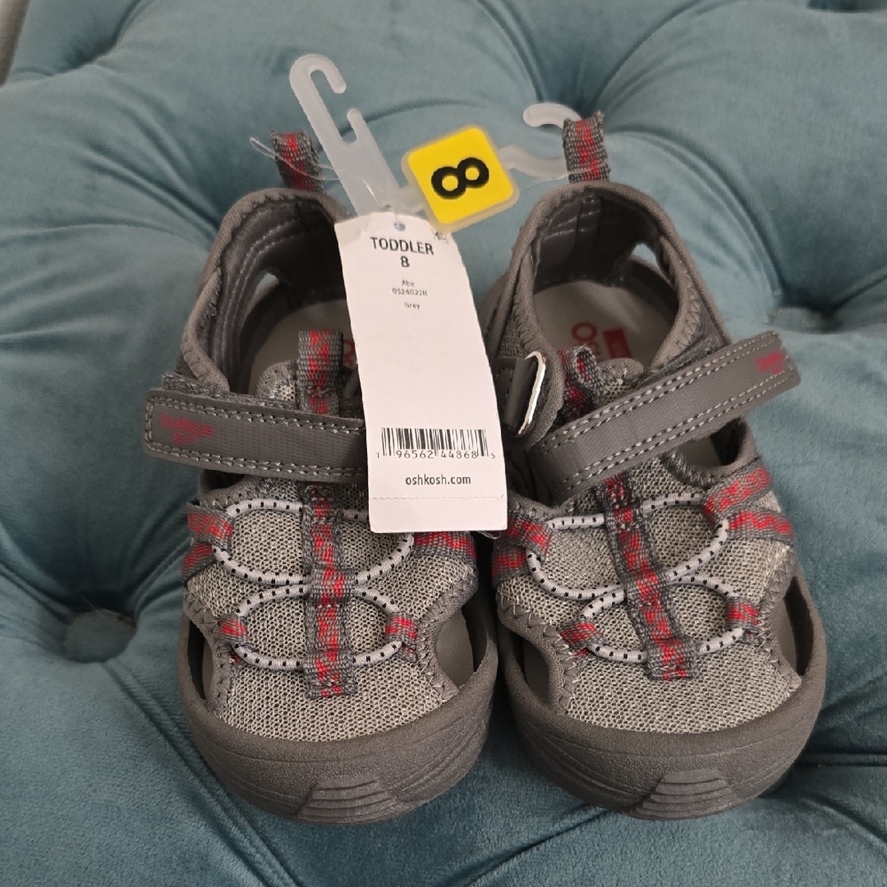 OshKosh B'gosh Gray and Red Kids Sandals